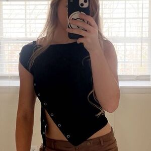 Princess Polly Black Asymmetrical Blouse